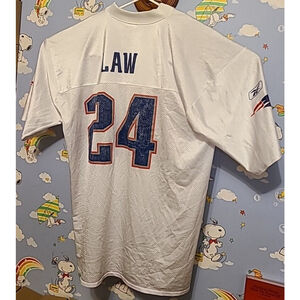 Vintage Ty Law NFL New England Patriots Reebok Jersey Adult Size XL White